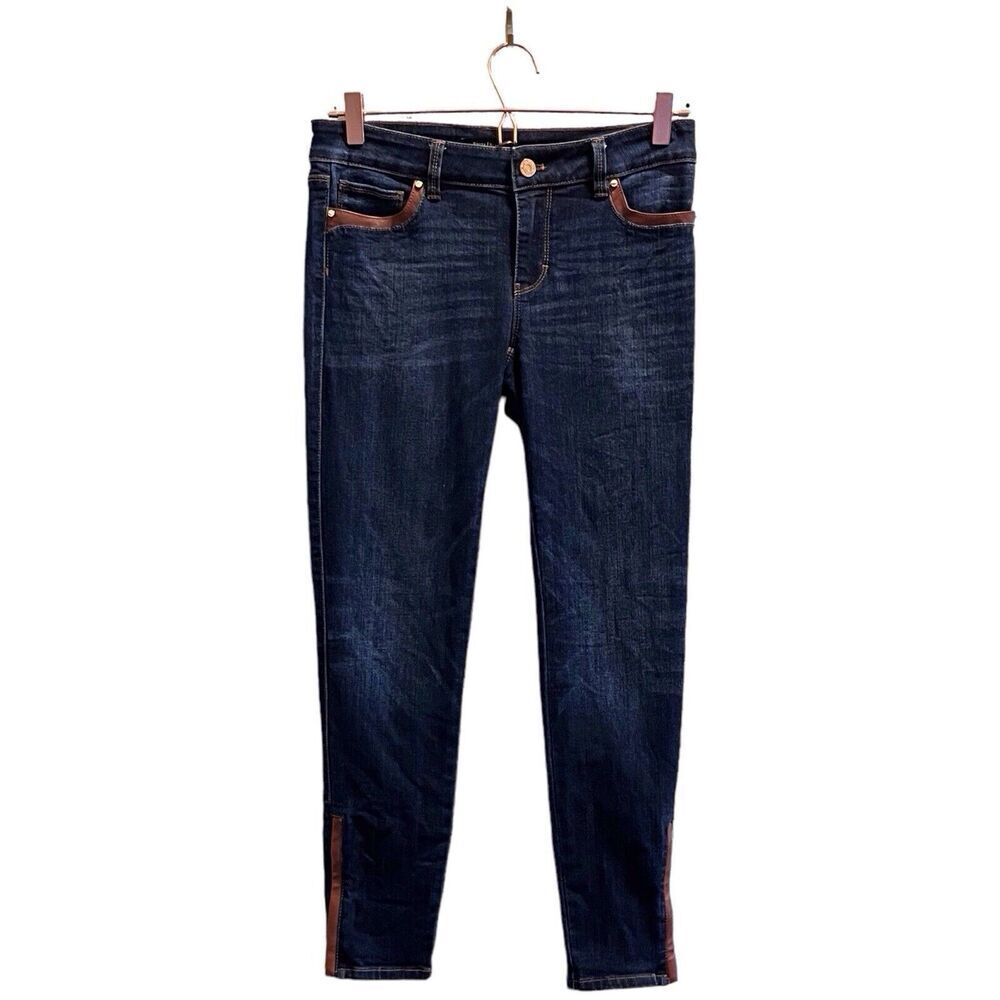 White House Black Market Skimmer Low Rise Stretch Ankle Zip Denim Jeans Size 0